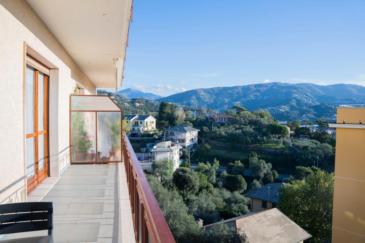 093 - Casa Panorama, Vista Mare E Vista Portofino, 500 Metri Centro Di Chiavari, Posto Auto Gratis Incluso Leilighet Eksteriør bilde